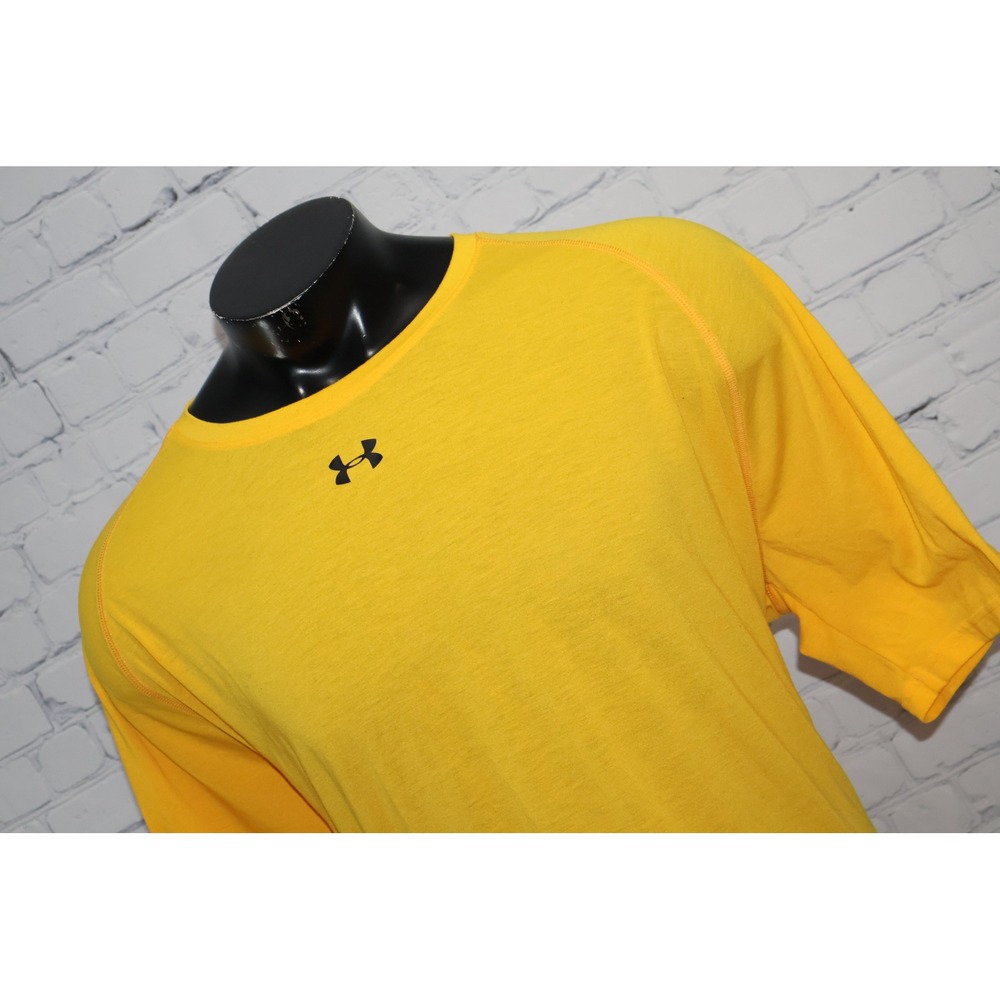 Under Armour T-Shirt Mens 3XL Yellow Gold HeatGear Short Sleeve Raglan Polyester